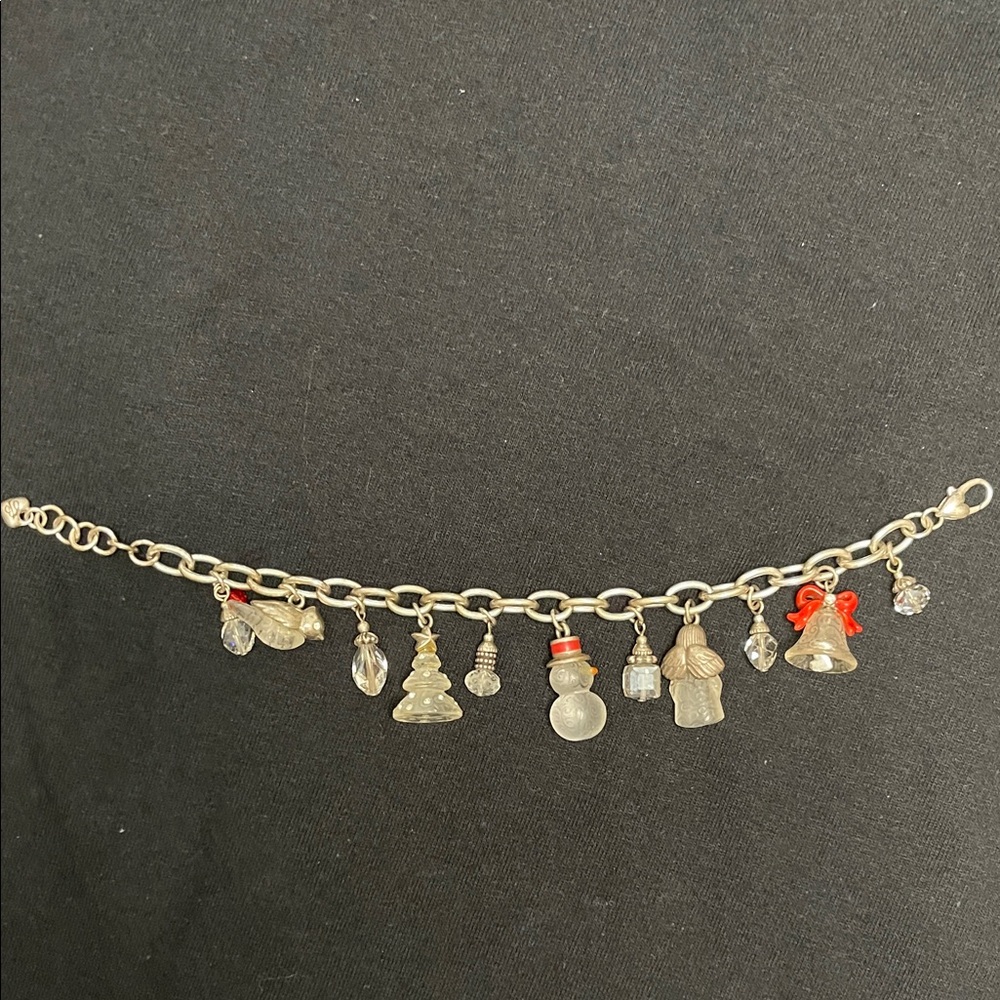 Silver Charm Bracelet with Red Accents